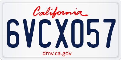 CA license plate 6VCX057