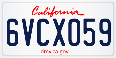 CA license plate 6VCX059