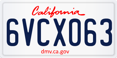 CA license plate 6VCX063