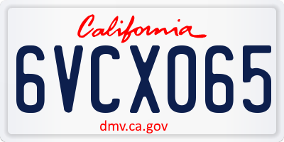 CA license plate 6VCX065