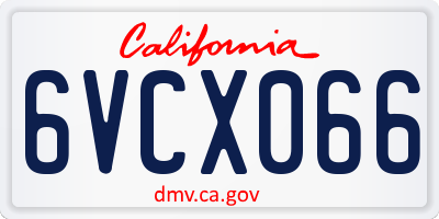 CA license plate 6VCX066