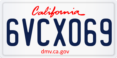 CA license plate 6VCX069