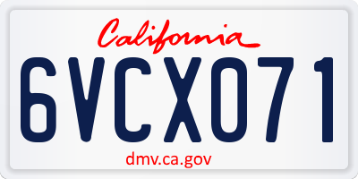 CA license plate 6VCX071