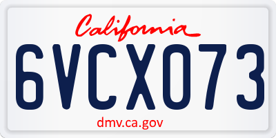 CA license plate 6VCX073