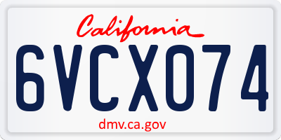 CA license plate 6VCX074