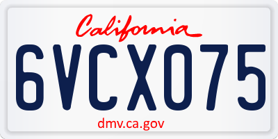 CA license plate 6VCX075