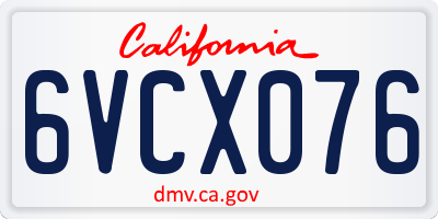 CA license plate 6VCX076