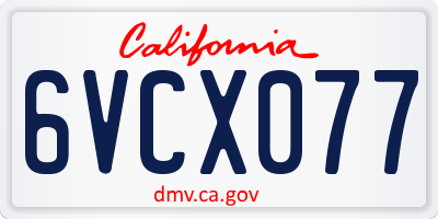 CA license plate 6VCX077