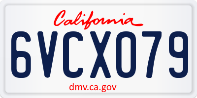 CA license plate 6VCX079