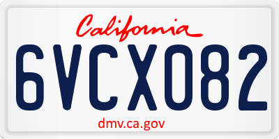 CA license plate 6VCX082