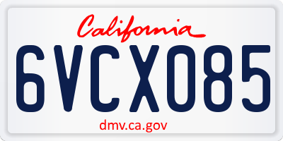 CA license plate 6VCX085