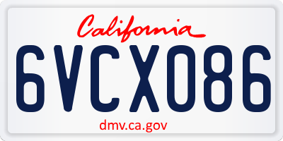 CA license plate 6VCX086