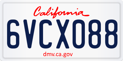 CA license plate 6VCX088