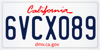 CA license plate 6VCX089