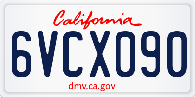 CA license plate 6VCX090