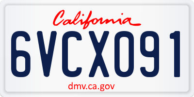 CA license plate 6VCX091