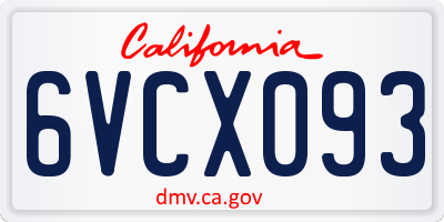 CA license plate 6VCX093