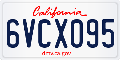 CA license plate 6VCX095