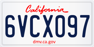 CA license plate 6VCX097