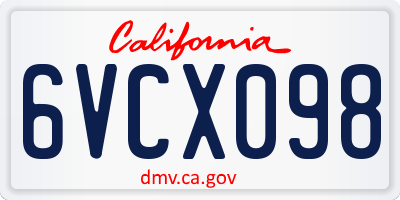 CA license plate 6VCX098