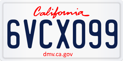 CA license plate 6VCX099