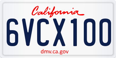 CA license plate 6VCX100