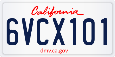 CA license plate 6VCX101