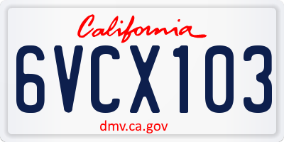 CA license plate 6VCX103