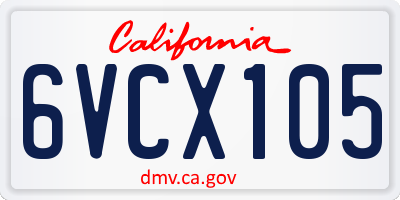 CA license plate 6VCX105