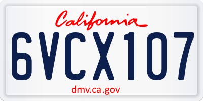 CA license plate 6VCX107