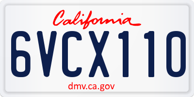 CA license plate 6VCX110