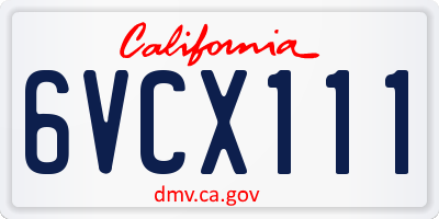 CA license plate 6VCX111