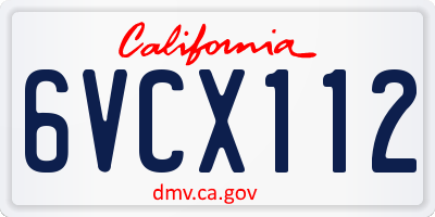 CA license plate 6VCX112