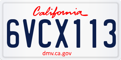 CA license plate 6VCX113