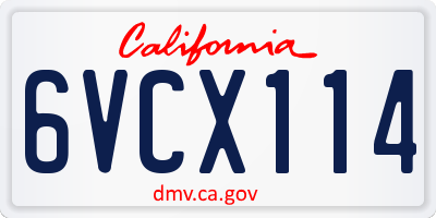 CA license plate 6VCX114