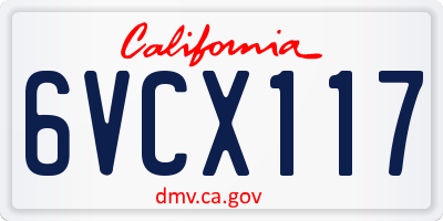 CA license plate 6VCX117