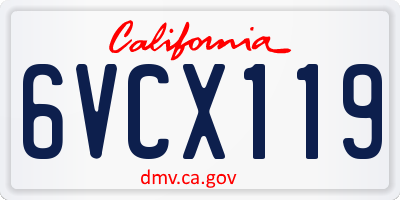 CA license plate 6VCX119