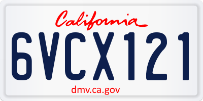CA license plate 6VCX121