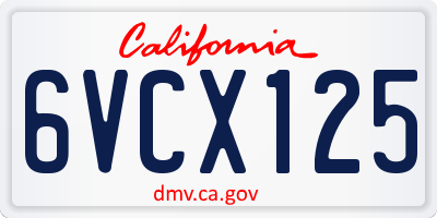 CA license plate 6VCX125
