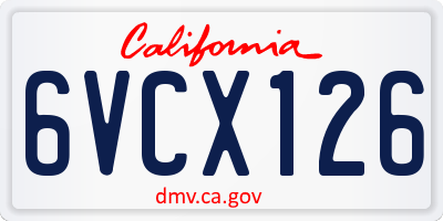 CA license plate 6VCX126