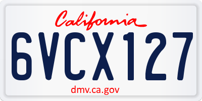 CA license plate 6VCX127