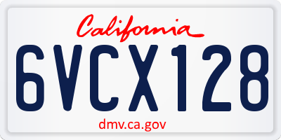 CA license plate 6VCX128