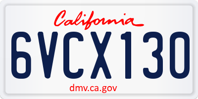 CA license plate 6VCX130