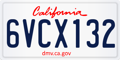 CA license plate 6VCX132