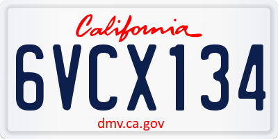 CA license plate 6VCX134