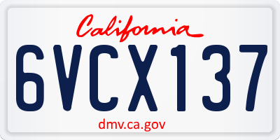 CA license plate 6VCX137