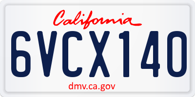 CA license plate 6VCX140