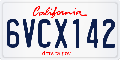 CA license plate 6VCX142