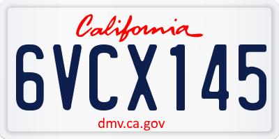 CA license plate 6VCX145