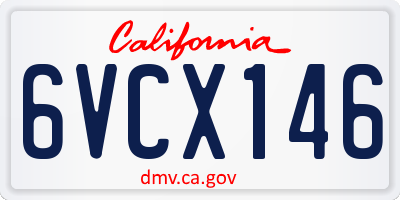 CA license plate 6VCX146